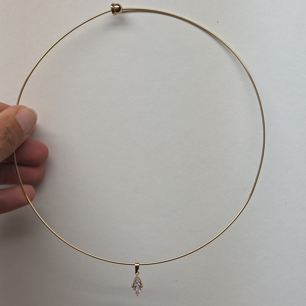 Nwt Non Tarnish Gold Tone Marquise Necklace - Picture 3 of 6